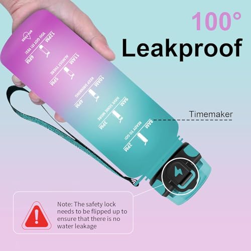 Grsta Borraccia 1,5 Litri, Borraccia Palestra Senza Bpa, Borraccia Sportiva Con Cannuccia & Indicatore Del Tempo Motivazionale, Per Studio Fitness, Scuola, Ufficio - Polvere Verde - 2