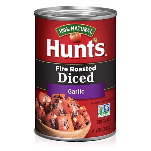 Hunt's Fire Roasted Diced Tomatoes, (Garlic) Keto Friendly, 14.5 oz (Pack of 6)
