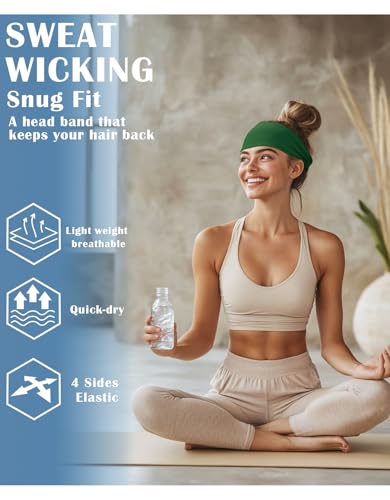 Image of Headbands for Men & Women, Sweat Headband Non-Slip Sweatband Sports Running Cycling Yoga Basketball Workout Football Training