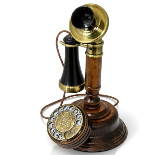 Opis Technology 1921 Cable Modèle C — Téléphone Chandelier Vintage en Bois, Téléphone Ancien Fixe avec Cadran Rotatif et Touches */#, Cloche en Métal