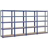 【Solide et stable】Grâce au panneau MDF de 4 mm d'épaisseur, cette étagère de rangement au cadre métallique renforcé peut accueillir une charge élevée de 175 kg pour chaque tablette.