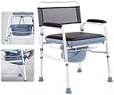 [Anti-Skip-Pad bietet einen besseren Schutz]: Ein sanft gepolsterter Schwammsitz, eine Rückenlehne und Armlehnen dieses beweglichen Mobile Toilettenstuhls Night Chair bietet Ihnen eine komfortable Benutzererfahrung
