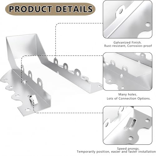 Image of 25pcs 2x6 Joist Hangers with Screws, 20-Gauge Galvanizing Face Mount Joist Hanger for Wood Posts, Hurricane Rafter Ties Clips, 2x6 Brackets for Floor Deck and Ceiling Trusses, Lumber Beam Connectors