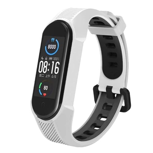 Panda Bobo For Xiaomi Mi Band 5/6/7 Mi 567 Amazfit 5 Band Replacement Silicone Watch Strap (White+Black), White+Blaack