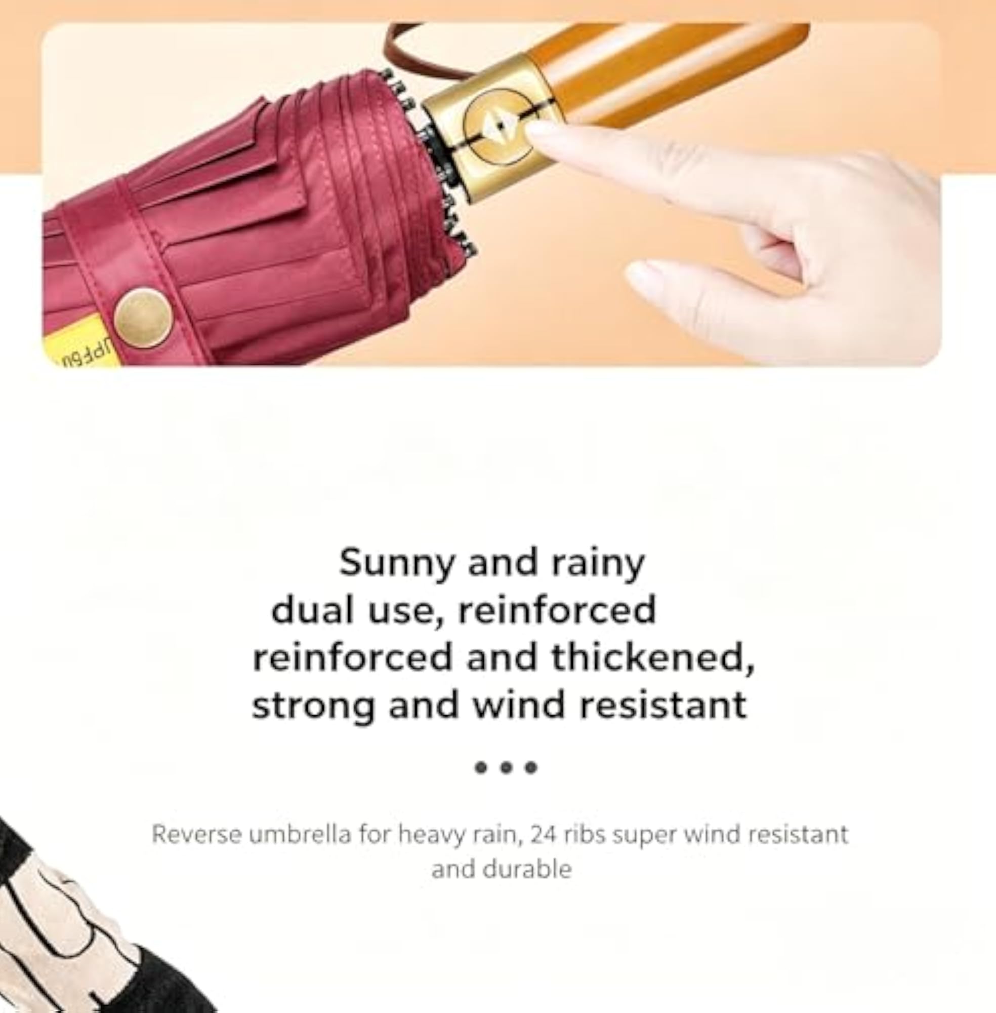 130cm Auto Open-Close Folding Umbrella, Heavy-Duty Windproof