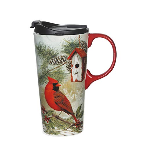 Topadorn Ceramic Travel Mugs with Matching Gift Box 17oz Coffee Mug with Handle and Lid