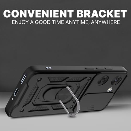 Image of Outlouders Back Cover for Oneplus Nord CE 5 5G | D10 Tough Armor 360 Protection Case with Sliding Camera Shield & Ring Holder Stand Bumper Case (Black)