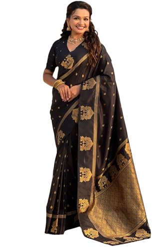 Image of SGF11 Women's Kanjivaram Pure Soft Silk Saree With Unstitched Blouse Piece