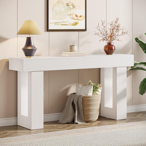 Tribesigns 63-Inch Long Console Table, Wooden Rectangular Sofa Table Behind