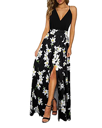 Image of Newshows Women's 2026 Lightweight Summer Wedding Guest Beach Vacation Casual V Neck Split Flowy Maxi Dress