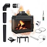 KRATKI Kamineinsatz Holzofen Gusseisen Simple Links 8kW BImSchV 2 ⌀150 Einbausatz EEK A