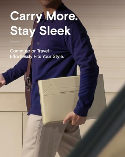 Image of MOFT Laptop Carry Sleeve, 2-in-1 Laptop Bag & Stand for 13 inch MacBook Air /Pro & Dell /HP /Lenovo /Asus, Stylish Slim Computer Sleeve Bag with Expandable Storage for Computer Accessories, Beach White