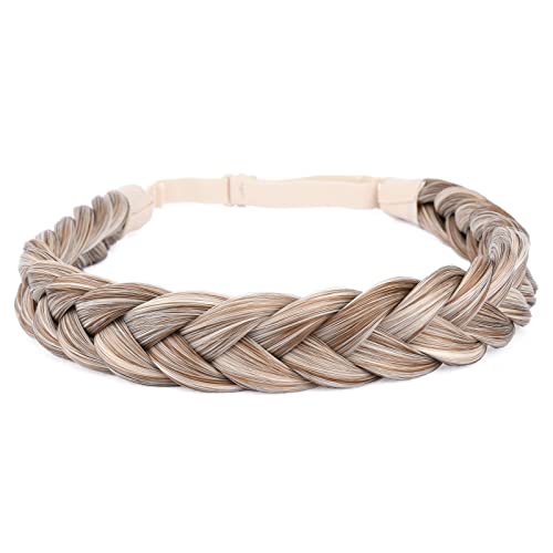 Gledola 2 Strands Fishtail Plaited Braids Headband Braided Synthetic Hair Elastic Stretch, Hair Accessory for Bride Women