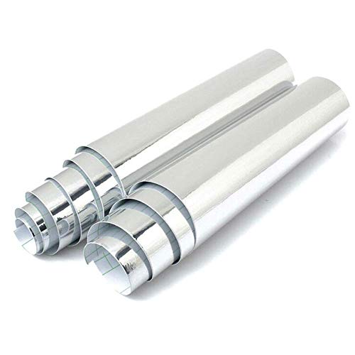 Abilieauty Espejo Embalaje de Vinilo Adhesivo Coche Cromado Lámina sin Burbujas Pegatina Panel - Plateado, 30cmX152cm