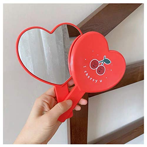 Espejo de Maquillaje de Mano en Forma de Corazón Rojo miniatura 7