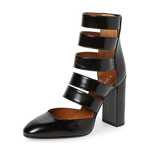 YDN Women Gladiator Strappy Sandals Block High Heel Round Toe Hollow Out Pumps Size 4-15 US