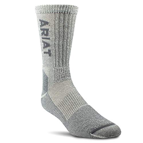 ARIAT Men's LT WT steel Toe Merino Blend Crew Socks Grey XL