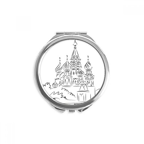 Espejo de bolsillo de Rusia con diseño de arco de catedral en boceto negro portátil