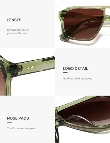 Image of SOJOS Trendy Polarized Aviator Sunglasses for Women Men,Fashion Square Aviators Shades Vintage Style UV400 Protected SJ2699