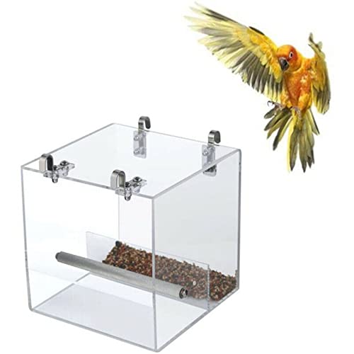 Mangeoire cage oiseaux propre : distributeur de graines acrylique GURECOD - 8