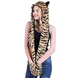 HomDSim Anime Spirit Animal Hood Hoods Furry Hoodie,Faux Fur Hat with Warm Scarf Mittens Gloves Spirit Ears and Paws