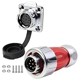 CNLINKO DH-16 9-Polig IP68 Wasserdichter Stecker Lötmontage Ganzmetall Elektrostecker Buchse für Solar Industriemaschinen Außenausrüstung M16 Flanschmontage (9-Polig)