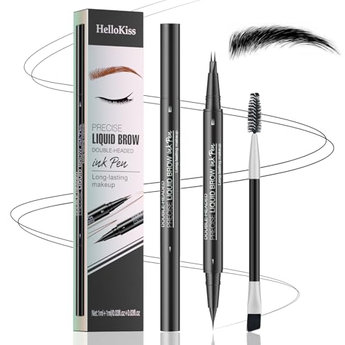 Eyebrow Pencil, Eyebrow Pen with Double-Brush Tip 2-in-1 Eyeliner...