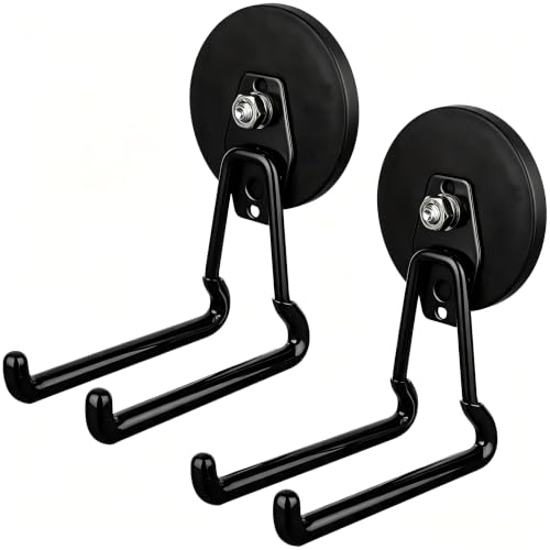 Image of MUTUACTOR Upgraded Magnetic Hooks Heavy Duty,40lbs Anti-Scratch Garage Large Magnet Hooks,2-Pack Super Strong Magnetic Garage Hooks for Organizing Impact Drivers Trailer Cord Garden Tool Box
