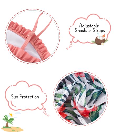 Image of Vogseek 6-16T Girls 3 Pieces Bikini Bathing Suit with Rash Guard Pants Quick Dry Swimwear Cover-Up Sets