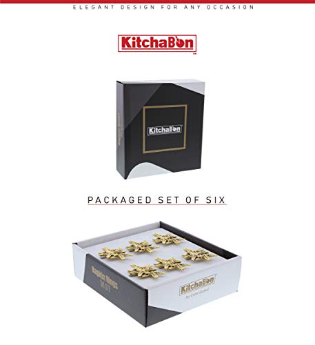 KitchaBon Gold Napkin Rings Set of 6, Table Setting Centerpiece Decor Napkins Ring Holders, Napkin Ring Packs for Family Holiday Dinner, Fancy Banquet & Wedding Decorations for Reception- Starfish - Image 4