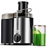 Juicer Machine, 400W Juicer with Big Mouth Large 3” Feed Chute for Whole Fruit and Vegetables Easy to Clean, Stainless Steel Centrifugal Juicer with 3 Speed Setting, Silver