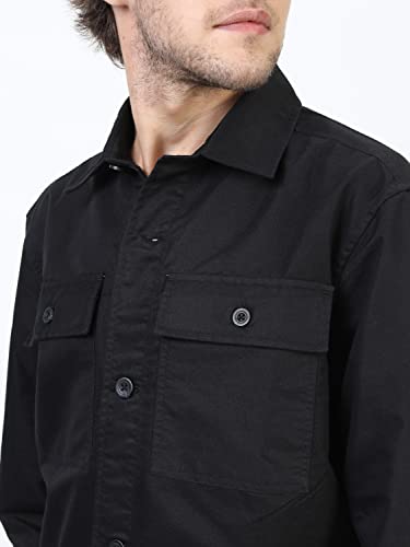 Image of Ketch Men's Polyester Slim Fit Solid Full Sleeve Over Shirt