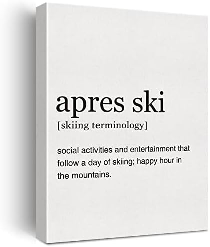 LEXSIVO Apres Ski Definition Print Canvas Wall Art Home Office Decor Modern Snowboarder Quotes Painting 12x15 Canvas Poster Framed Ready to Hang Artwork Skier Gift
