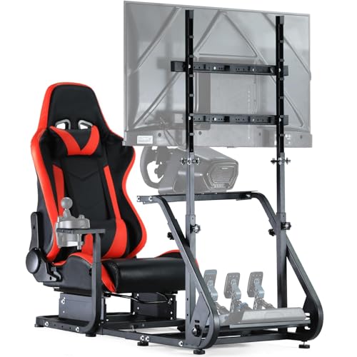 Dardoo G923 Racing Simulator Cockpit with Monitor Frame Fits for Logitech/Thrustmaster/Fanatec/PS4/PC G29 G920 T80 T150,Gaming Wheel Stand with Seat,Not Included Shifter,Wheel,Pedals and Display