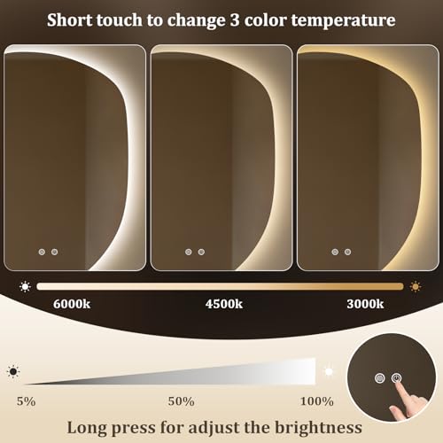 Image of WallBeyond LED Bathroom Mirror with Lights, 23 x 32 Inch Led Bathroom Vanity Mirror for Wall, Anti Fog Mirror for Bathroom, 3 Colors and Dimmable Light, Horizontal /Vertical