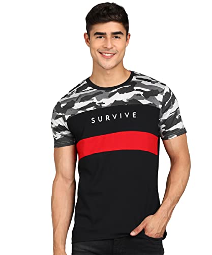 Image of Urbano Fashion Men's Military Camouflage Printed Slim Fit Half Sleeve Cotton T-Shirt