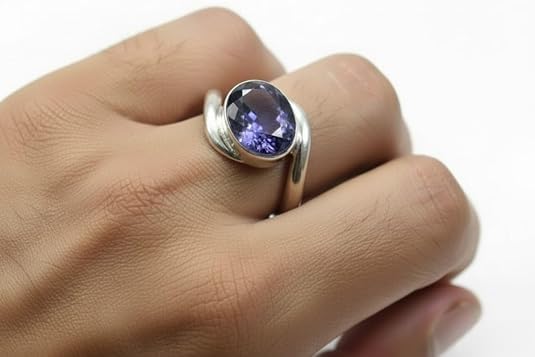 Image of 55Carat Choose Your Color Natural Gemstone Silver Statement Rings for Gift Corssover Style Size 5 to 12