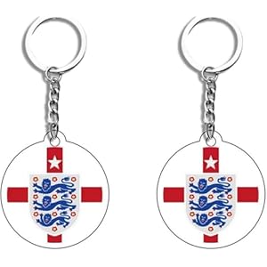 2pcs Football Team Logo Keychain Keyring, Multiple Countries, Double Sided Pattern, Soccer Fan Accessories, Gifts(England)