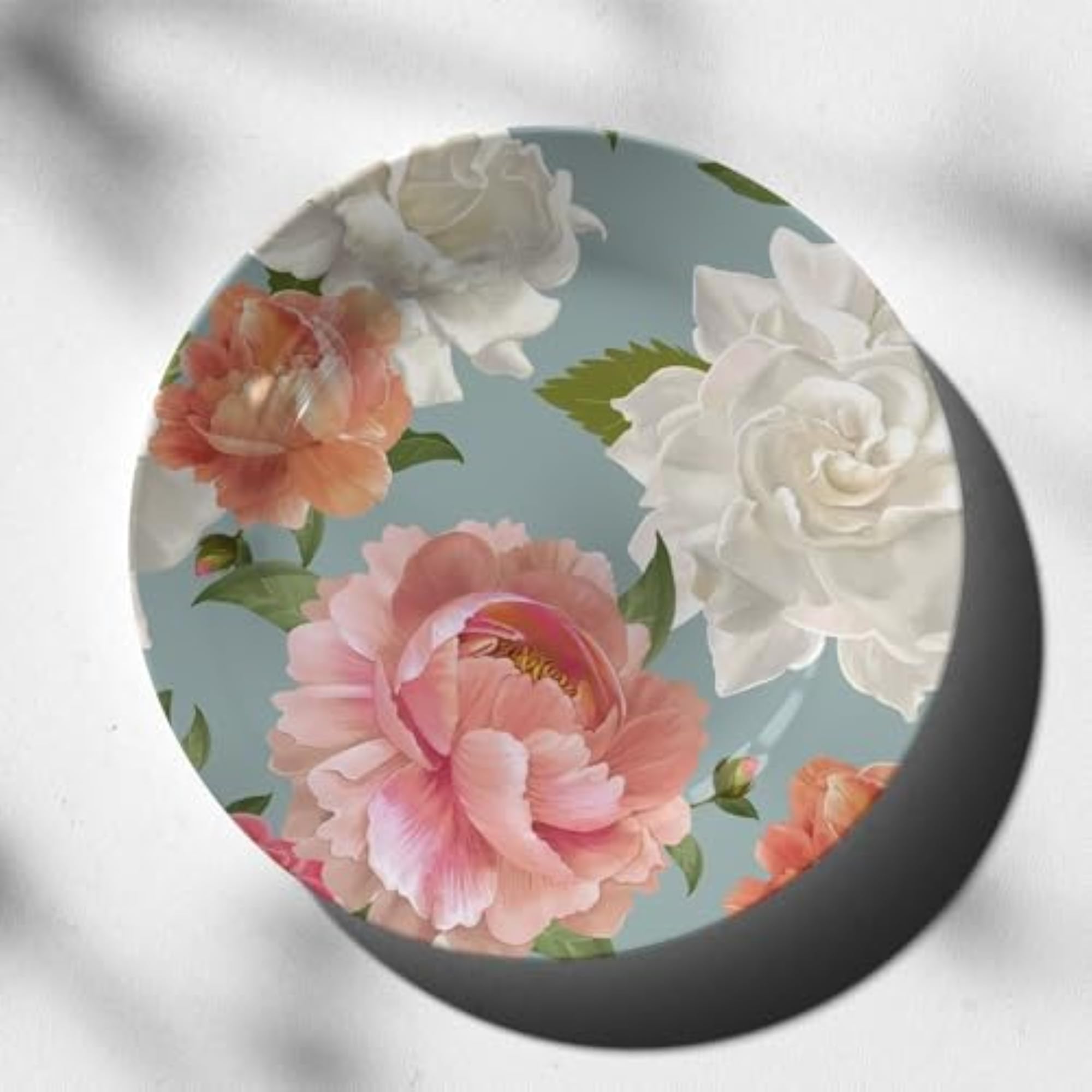 Floral Decorative Wall Plates with Stand, 10 Inch
