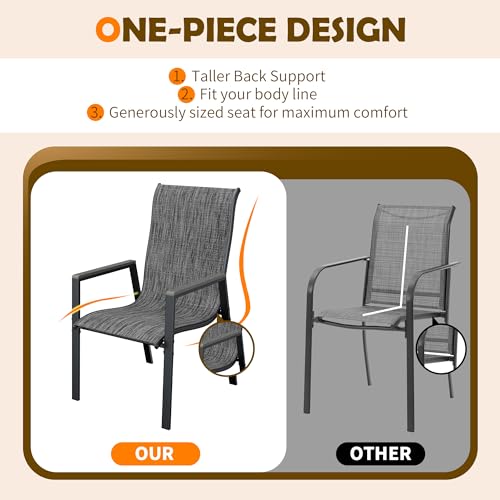 Udpatio Stackable Patio Chairs Set Of 4, Outdoor Stackable Dining Chairs With High Back thumb #6