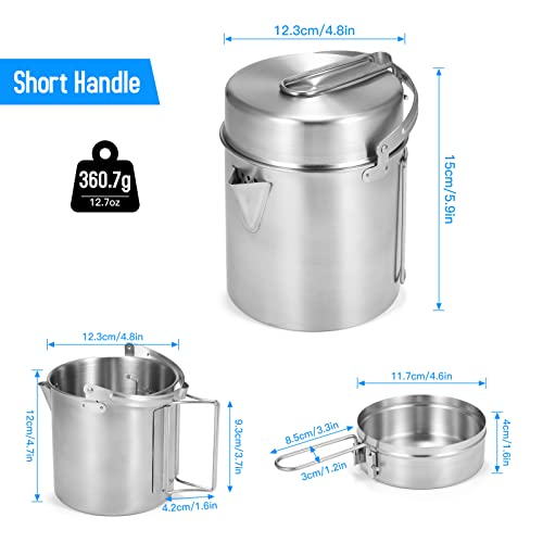 Lixada Camping Pot Stainless Steel Lightweight Kettle Bottle Cup Or Pot With Foldable Handle And Dual Use Cover For Camping Hiking Backpacking Picnic #TOP5