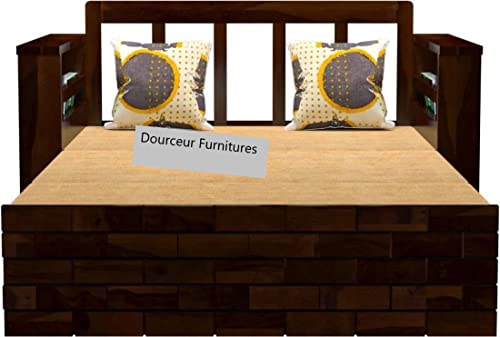 Image of Douceur Furnitures Solid Sheesham Wood 2 Seater Sofas | Two Seater Sofa Bed for Living Room, Hotels, Restaurant, Apartment | Wooden Sofa Bed for Living Room
