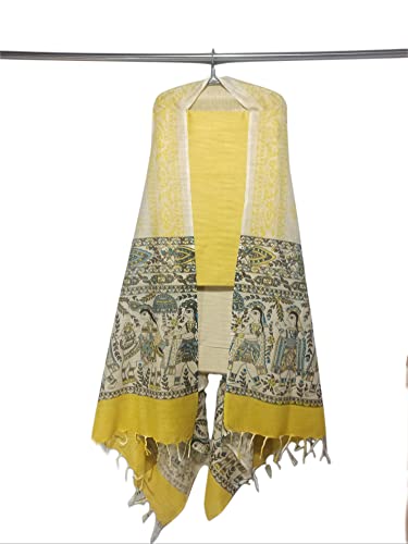 Image of ZERATEX Cotton Silk Hand Crafted Unstitched Suit Set for Women with Dupatta | Cotton Silk Salwar Suit Dress Material for Women & Girls | Top - 2.5 M, Bottom - 2.50 M & Dupatta - 2.5 M
