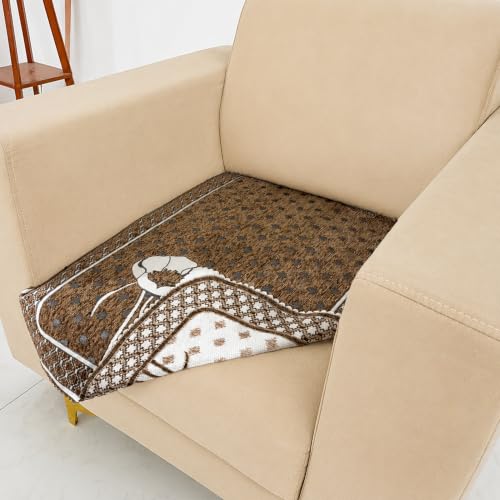 Image of Homerz Premium Chenille Fabric Sofa Cover | Soft, Durable & Dustproof | Decorative Couch Cover (Florida Chocolate, 1 Seater, Only Seat Cover)