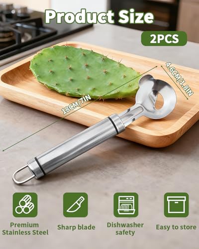 2 PCS Cactus Peeler Tool, Cactus Peeler Spoon, Long Handle Knife with Hole, Kitchen Gadget Accessories
