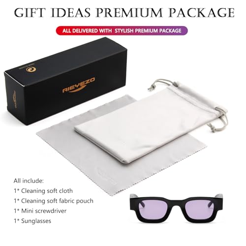 Image of AIEYEZO Modern Thick Rectangle Sunglasses for Women Men 90s Retro Chunky Square Polarized Sun Glasses UV400 Protection
