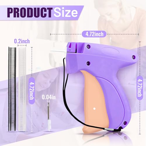 Image of Stitch Gun for Clothes - Handheld Stitch Gun Quick Clothing Fixer - Tagging Gun for Clothing, Sewing Kit-Includes 6 Needle, 1000 Black Fasteners & 1000 White Fasteners (Purple Pink)
