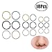 Produktbild Liuxn 18 Stück 20 Gauge Edelstahl Nase Ring Ohrring Hoop für Körper Piercing, 6 Farben, 3 Größen