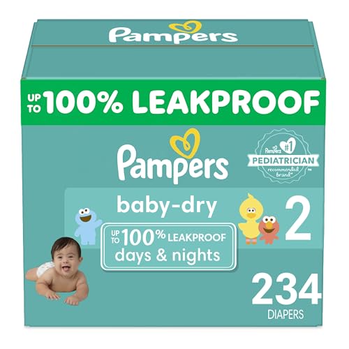 Image of Pampers Baby Dry Diapers - Size 2, One Month Supply (234 Count), Absorbent Disposable Diapers