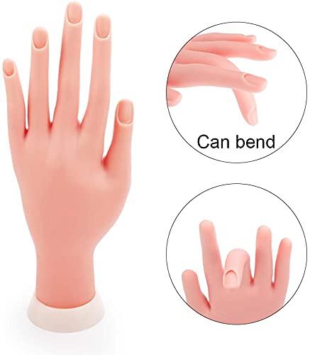 Practice Hand For Acrylic Nails,Nail Mannequin Hands For Nails Practice,Fake Nail Training Hand Manicure, Flexible Bendable Nail Hand With 100Pcs Nail Tips,Painting Pen,Nail Clay And Nail Rhinestones #TOP1